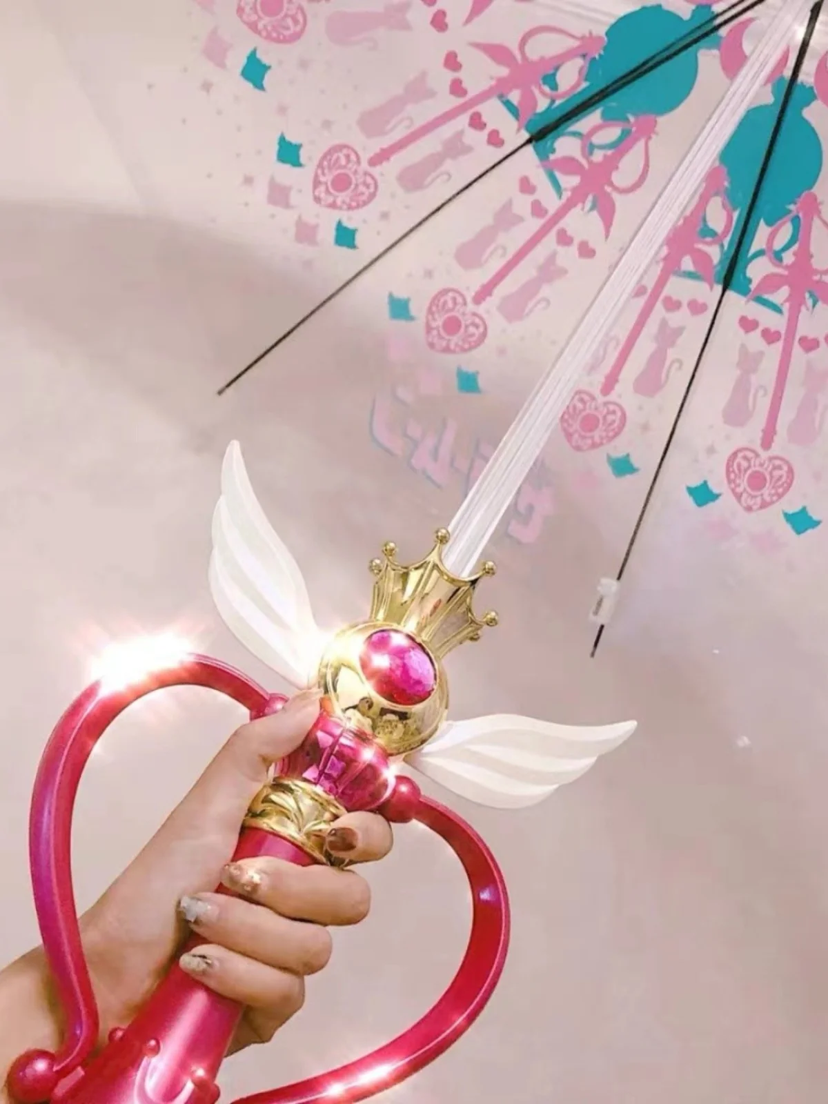 

Зонт от дождя Princ с длинной ручкой, светящаяся звезда, луна, волшебная фея, солнцезащитный крем, японская палочка Sle, мультяшный элемент, полиэфирное волокно