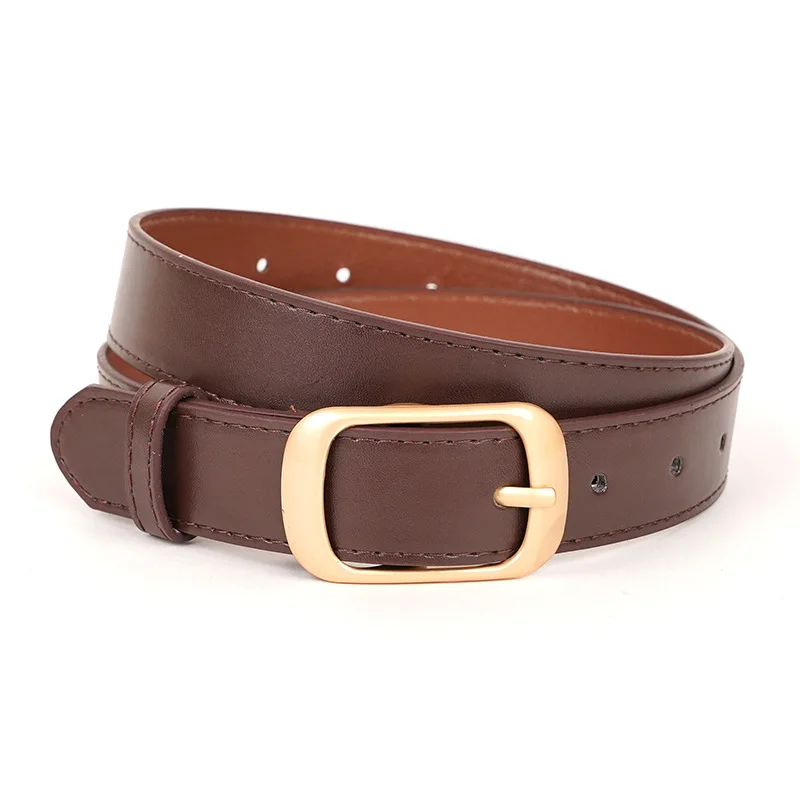Women's Belt Versatile High-End Feel Belt Pure Cowhide Simple Pin Buckle Fashion Decorative Jeans Belt