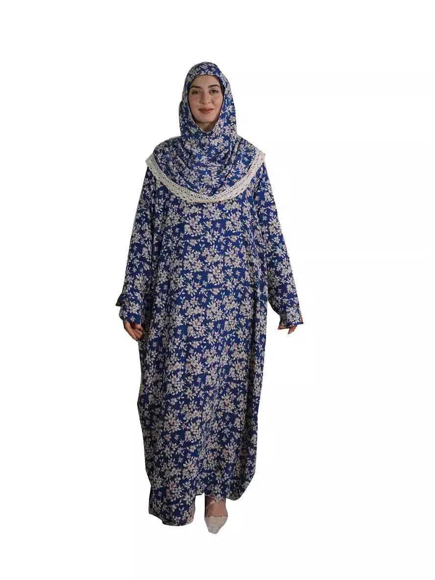 Comfortable Breathable Prayer Robe for Women One-Piece Prayer Robe Lace Hat Fashionable Printed Dres Islamic Clothing Plus Size