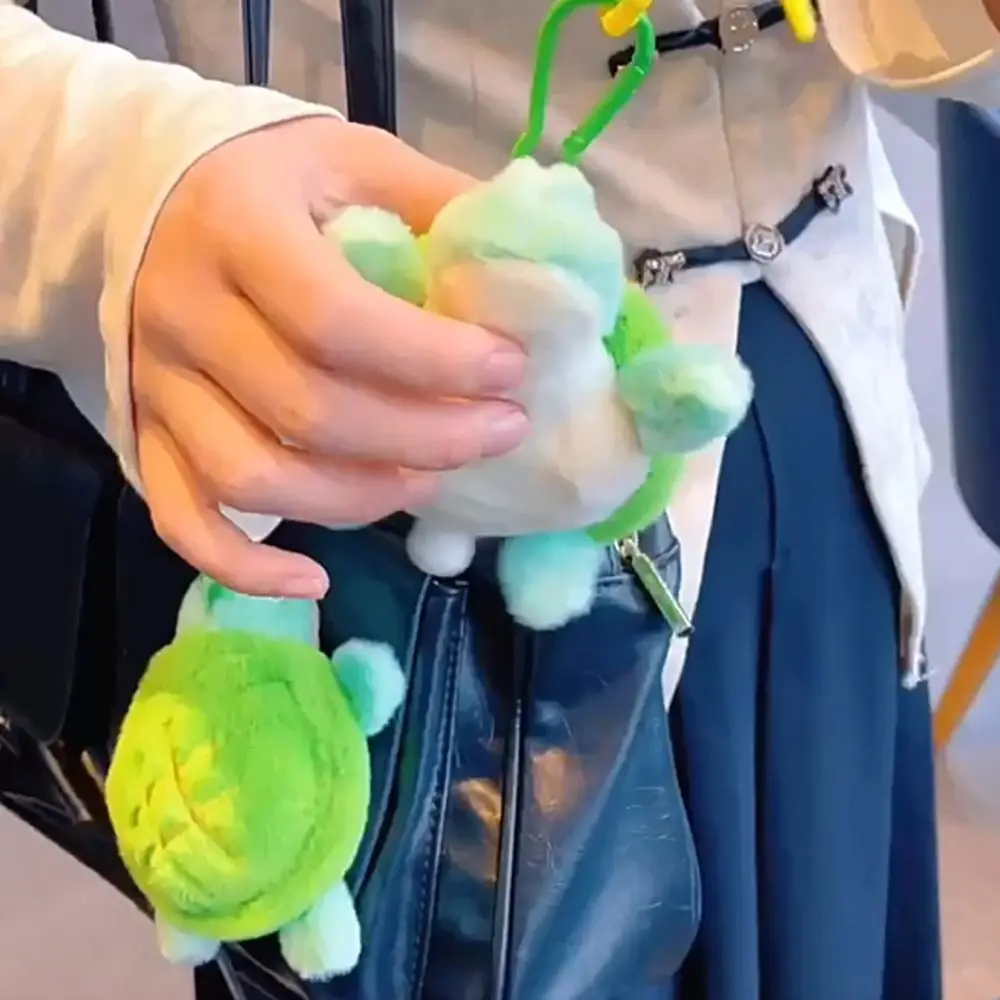 Release Stress Mint Mamba Turtle Keychain PP Cotton Cartoon Plush Turtle Key Ring Cotton Filled Soft Green Doll Key Ring Unisex