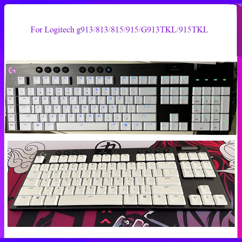 Logitech black/white/purple keycaps for logitech g913/813/815/915/G913TKL/915TKL short shaft mechanical keycaps