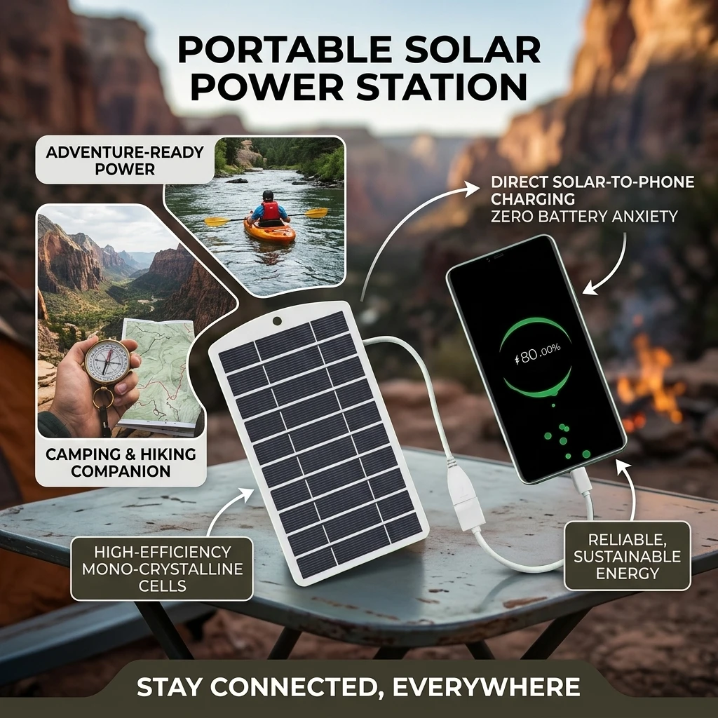 Portable Solar Panel 5V 2W Solar Plate With USB Safe Charge Stabilize Battery Charger for Power Bank Phone Outdoor Camping Home