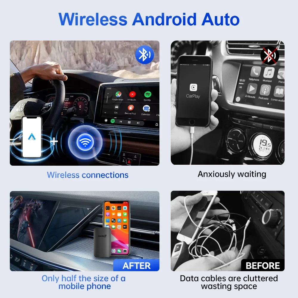 CarlinKit A2A Android Auto Wireless Plug & Play Auto-Connect 5Ghz WiFi Online Upgrade For OEM Wired AA Cars Android Phones OTA