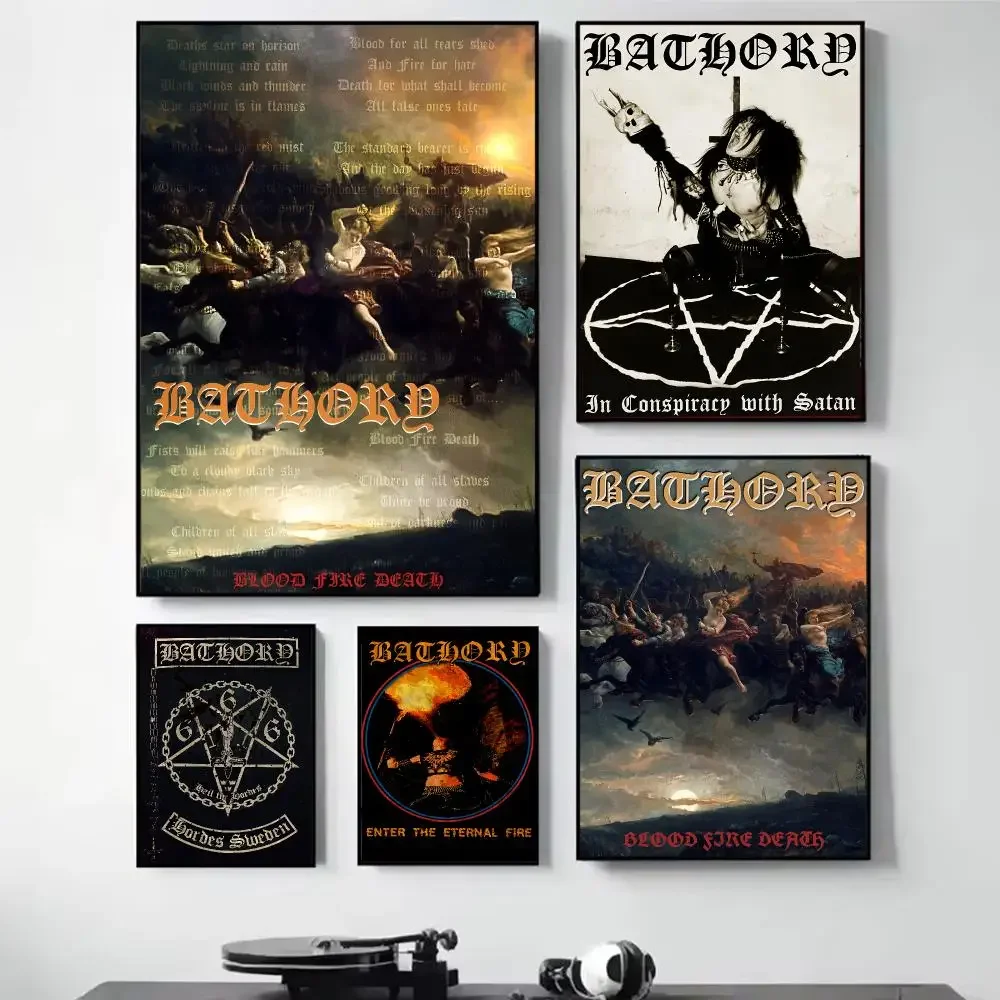 B-Bathory Quorthon Heavy Painting Calligraphy Self Adhesive Wall Art Waterproof Print For Bedroom Hallway Home Decor