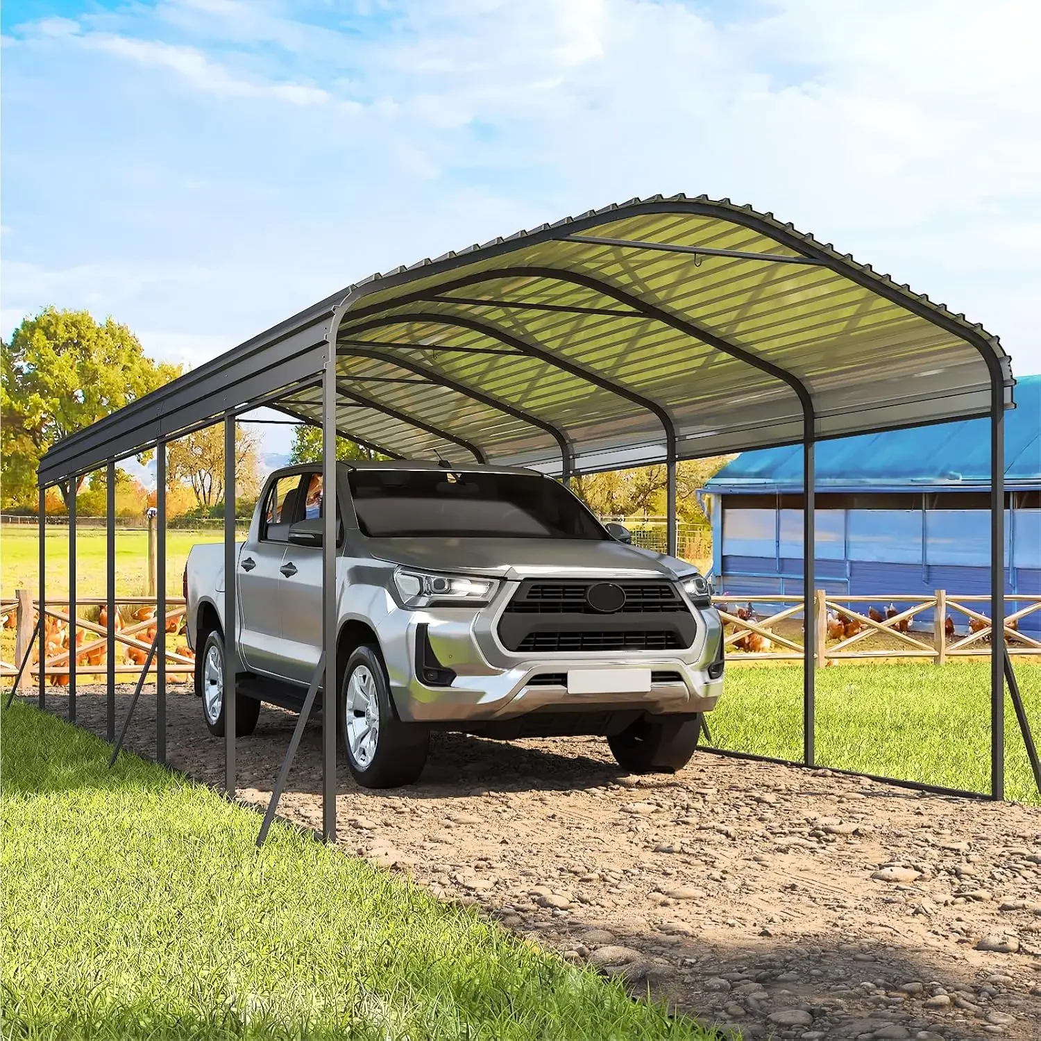 12x 24 FT Metal Carport, Heavy Duty Carport, Multi-Purpose Car Port with Galvanized Steel Roof and All-Metal Frame