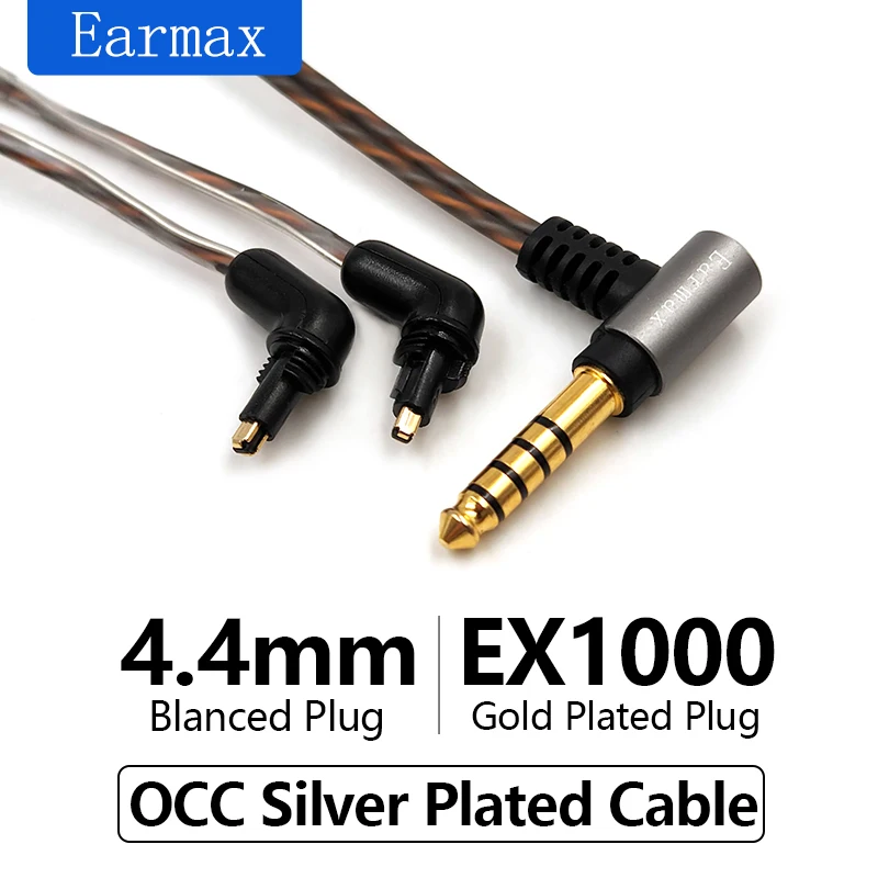 For SONY MDR-EX1000 EX600 EX800 MDR7550 Earphones Replaceable 4.4mm 2.5mm Balanced Silver Plated Cable