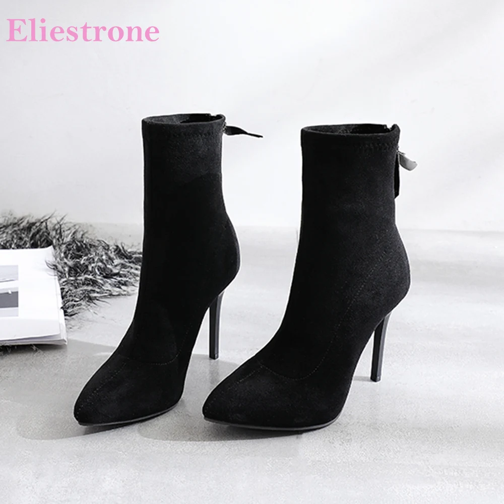 Hot  Brand New Mature Purple Black Women Ankle Nude Boots 4 Inch High Heels Lady Party Shoes LA249 Plus Big Size 11 43 46 48