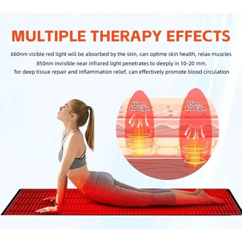 660nm 850nm LED Therapy Yoga Mat Full Body near Infrared Relaxation Mat for Home Health Large Size Yoga Equipment