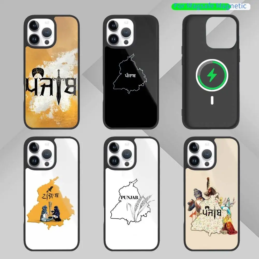 

P-Punjab M-Map Phone Case For iPhone 17,16,15,14,13,Pro,Max,Plus,Magnetic For Magsafe Wireless Charging