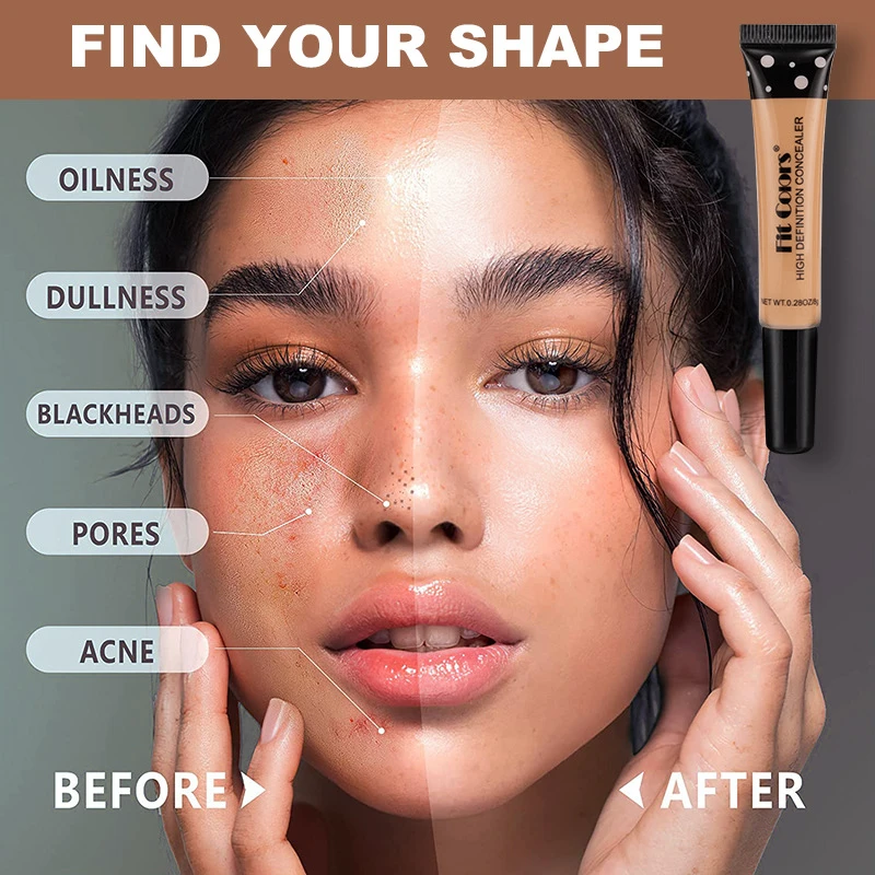 Nude Makeup Facial Foundation Waterproof Cover Blemish Base Fluid Concealer Oil Control Lasting Brighten Skin BB Cream Cosmetics