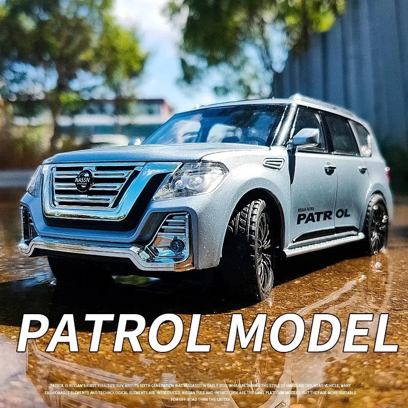 1:24 Nissan Patrol Alloy Car Model Simulation Diecasts Metal Toy Off-road Vehicles Car Model Sound and Light Childrens Toys Gift