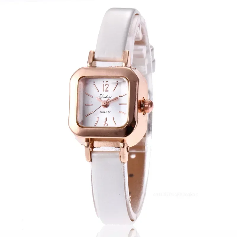 Vintage Elegant Women Watches Quartz Female Wristwatches Simple Classic Small Square Dial Watch Leather Strap Casual Reloj Mujer