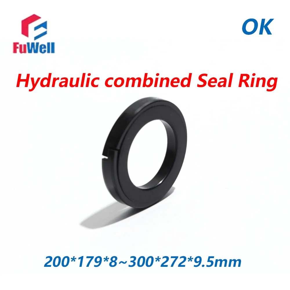 FuWell OK Hydraulic Cylinder Oil Seal Gasket NBR Piston Hole Combined Nitrile Rubber Sealing Ring for Oil Sealing OD 200mm~300mm