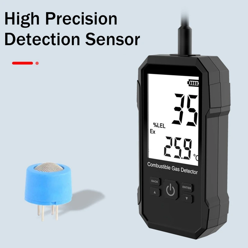 เครื่องตรวจจับแก๊สรั่วเครื่องวิเคราะห์มีเทนเชื้อเพลิงธรรมชาติเครื่องทดสอบแก๊สรั่วเซนเซอร์เสียงปลุกคู่ LCD แอลกอฮอล์เซ็นเซอร์แก๊สรั่ว