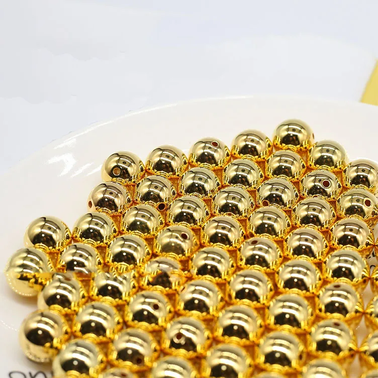 20-1000Pcs 2/3/4/6/8/10/12Mm Gold Plated Metal Ccb Round Ball Seed Spacer Loose Beads for Jewelry Making Bracelet Accessories
