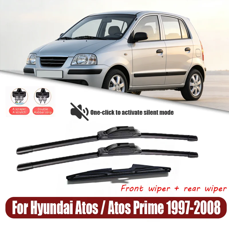 Para Hyundai Atos / Atos Prime 1997-2008 1998 1999 Escobillas Limpiaparabrisas Delanteras y Traseras para Parabrisas 20"+16"+13"