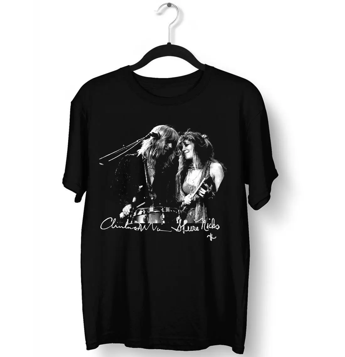 Christine Anne McVie and Stevie Nicks Shirt Signed Black Unisex