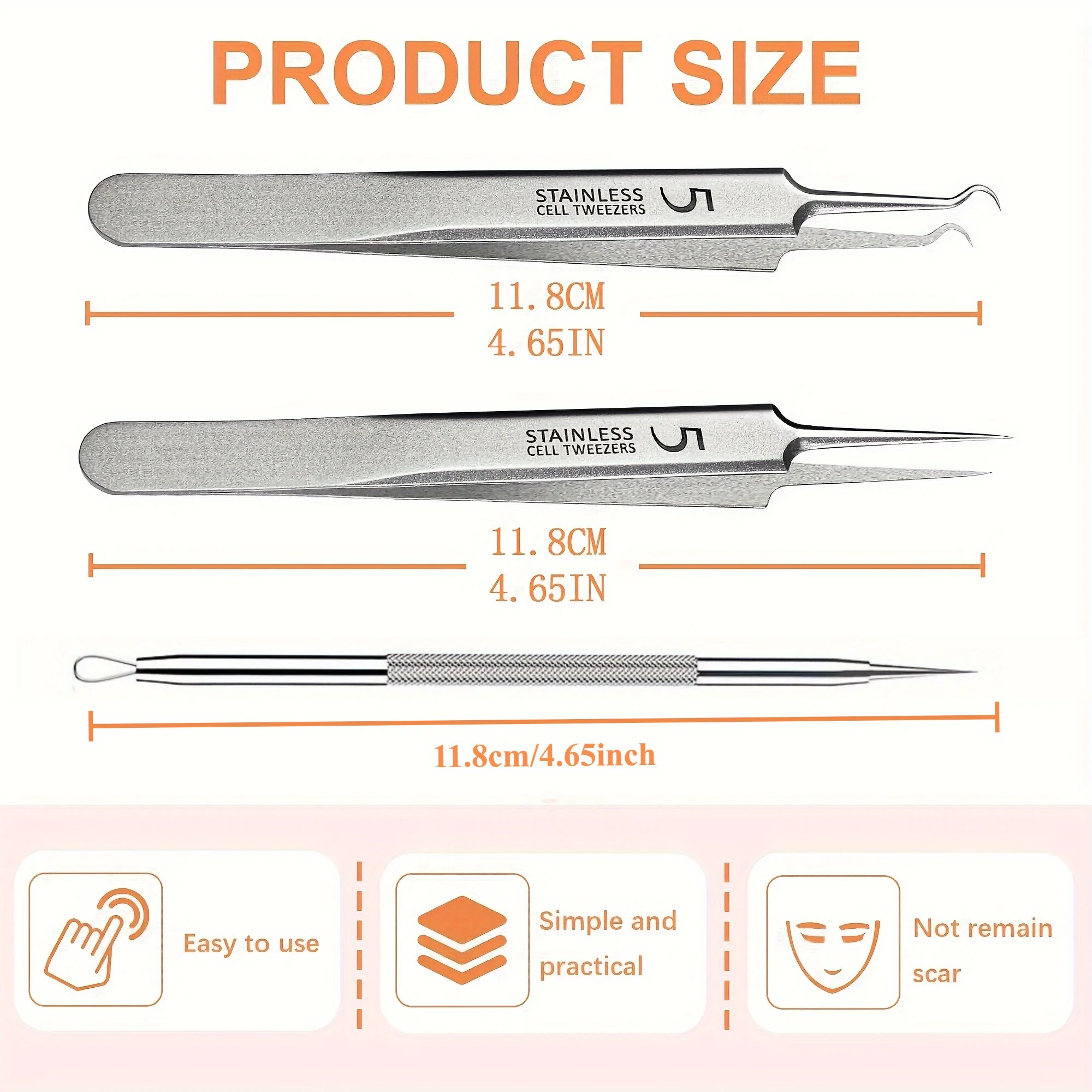 Pimple Extractor Tools, Blackhead Remover, Pimple Popper, Acne Removal Kit Risk Free Treatment for Blemish,Blackhead Tweezers