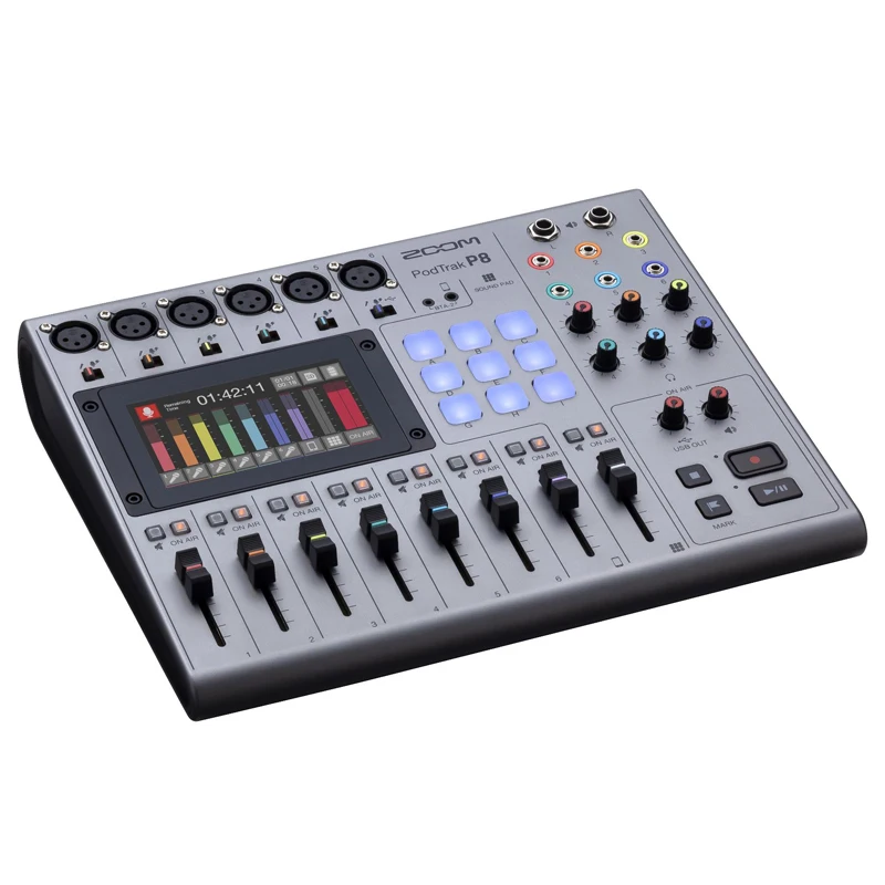 Zoom PodTrak P8 live broadcast sound card multifunction mixer All-in-one podcast production system with six mic inputs