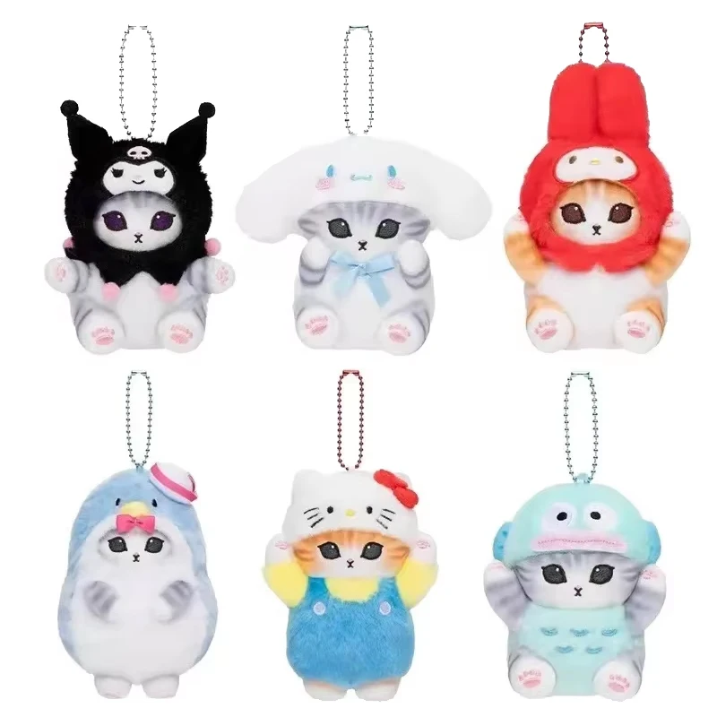 

New Hello Kitty Plush Toy Pendant Sanrio Cute Kuromi Cross-dressing My Melody Kids Toy 12cm Pendant Couple Bag Accessories