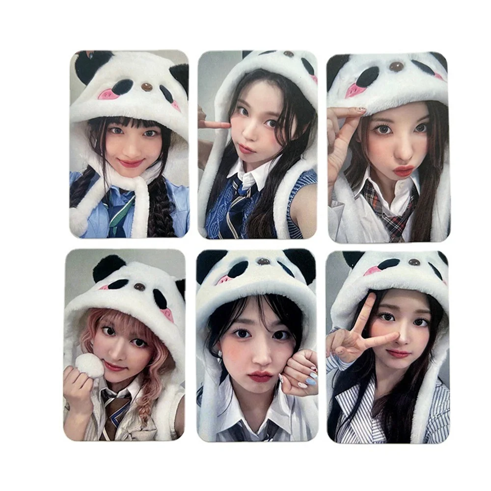 6pcs KPOP NMIXX Panda Head Cover Photocards expérgo Album Matte LOMO Cards HaeWon SullYoon JiWoo Bae Fans Collections