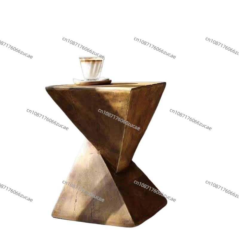 Nordic minimalist magnesium oxide coffee table art home living room sofa imitation wood edge table bedroom table