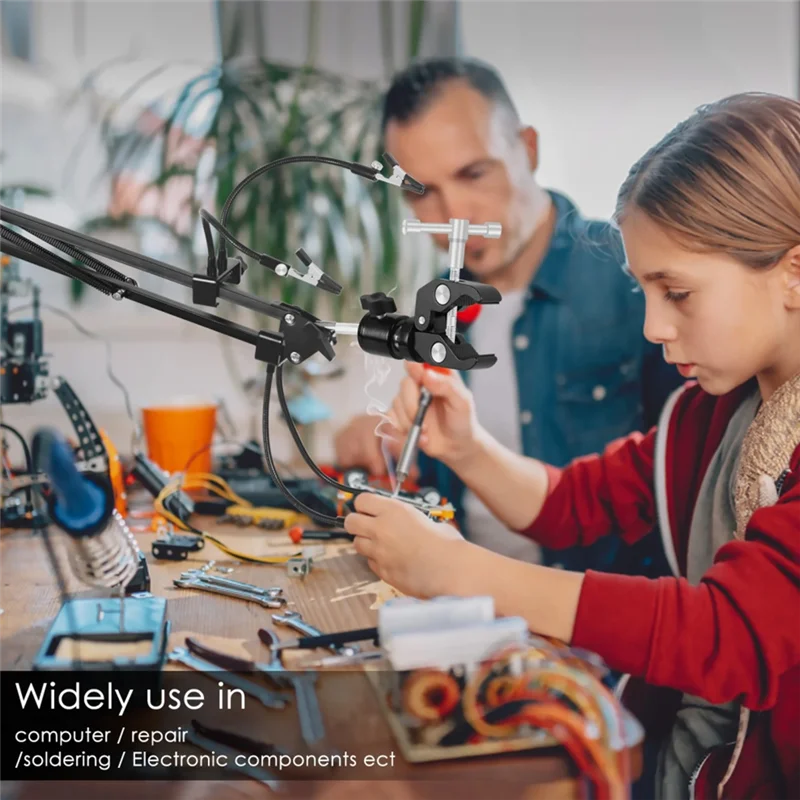 ABPR-2PCS Flexible Arms Soldering Third Helping-Hand PCB Stand Clamp Table Spring Tube Repairing Tool Metal Welding Holder