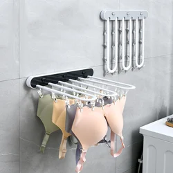 Multifunction Folding Drying Rack Punch-Free Coat Hanger Underwear Socks Rack Clip Household Bathroom Hanging Clothes Rack