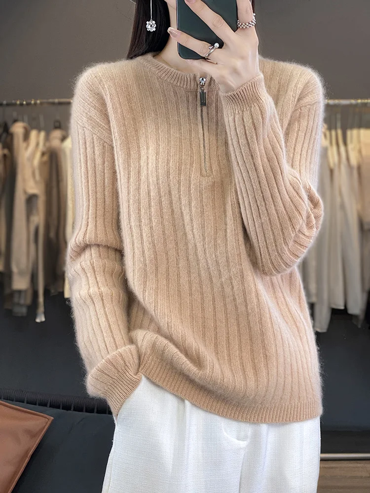 2023 Autumn Winter New Thickened Cashmere Sweater Women\'s Clothing O-Neck Pullover Casual Loose Knitted Top Warm Fashion Korean