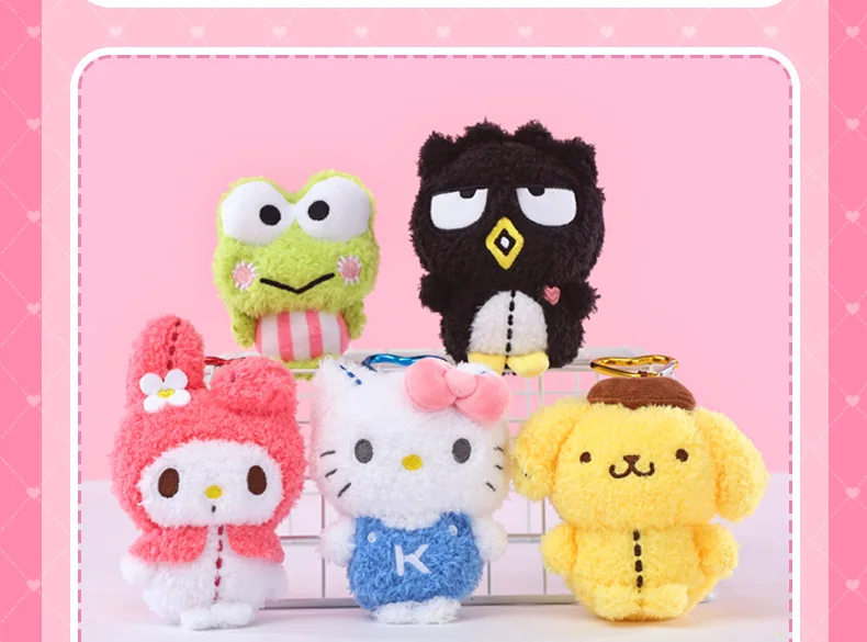 Sanrio Hello Kitty Melody Cinnamoroll Keroppi Badbadtz-Maru Stofftiere Anhänger Plüschtiere Schlüsselanhänger Anime Schlüsselanhänger Geburtstagsgeschenk – Detail 9