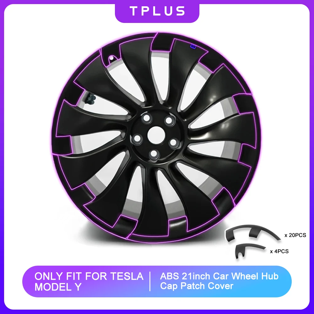 

21 Inch Car Hub Cap Patch Wheel Protectors For Tesla Model Y 2023 2024 ABS Hubcap Sticker Cover Decals Auto Exterior Accessories