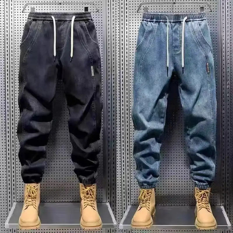 

Loose Fit Casual Work Jeans Men's Stretchy Straight Leg Denim Pants Wear Resistant Comfortable Cotton Trousers for Daily Use