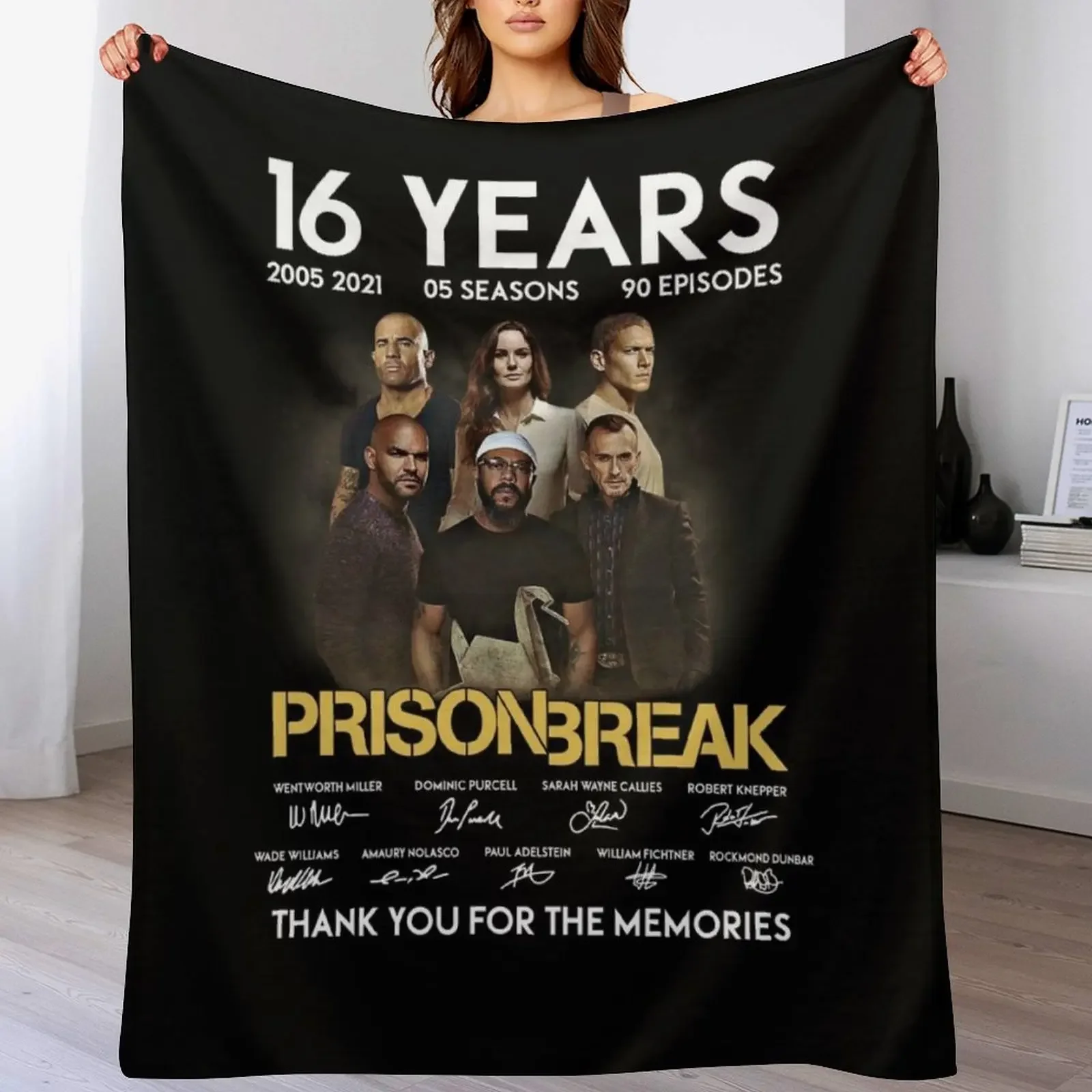 

16 Years Prison Break Signature , Thank You For The Memmories , Prison Break Throw Blanket Softest Single Blankets