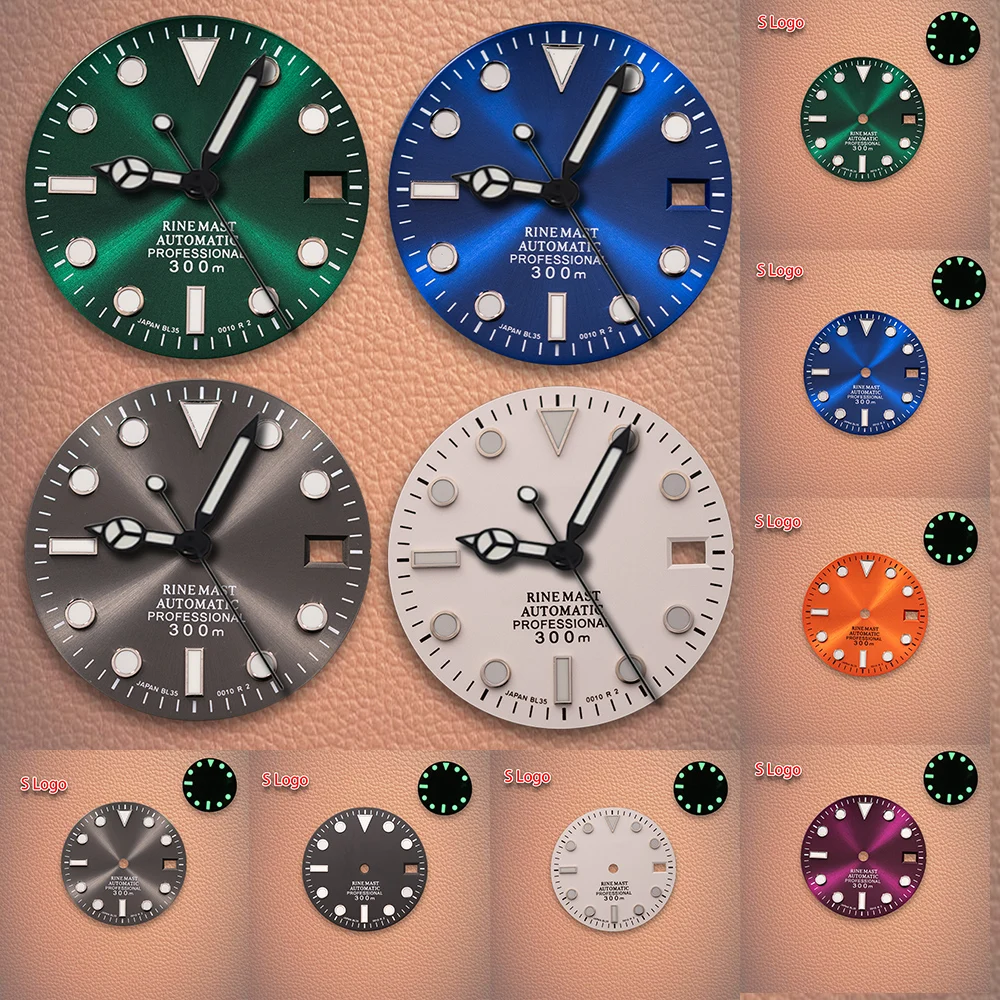 

Лидер продаж, 28,5 мм S логотип, циферблат Sub MARINE, зеленый серебристый, подходит для NH35/NH36/7S/4R, аксессуары для модификации часов с механизмом