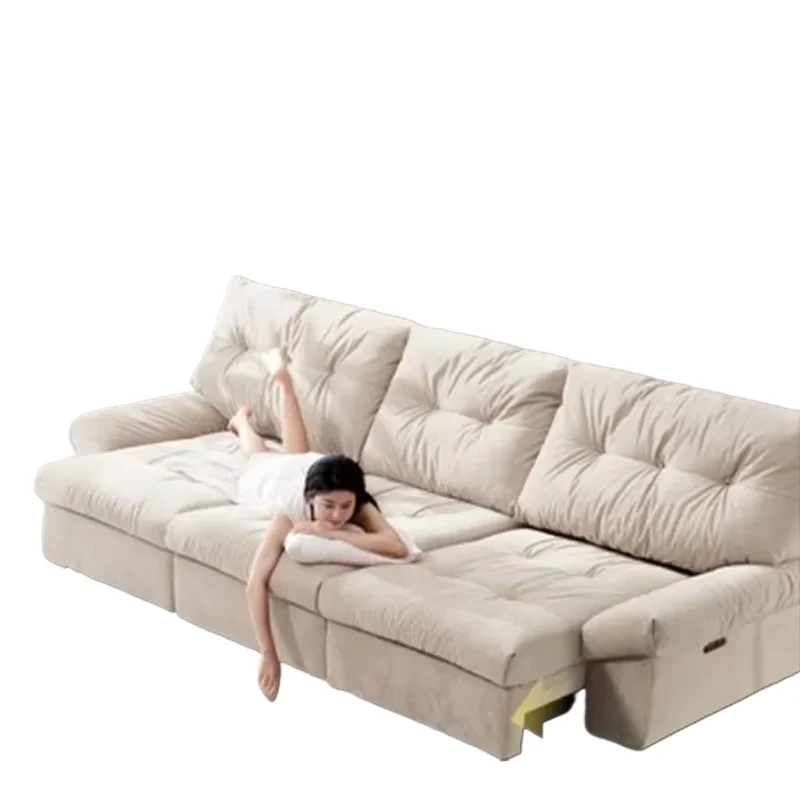 โซฟาปรับเอนไฟฟ้าขนาดใหญ่พร้อมที่วางแขน หุ้มผ้าไมโครไฟเบอร์ โซฟาเล็กสำหรับห้องนั่งเล่น อพาร์ทเมนต์ เฟอร์นิเจอร์หรูหรา