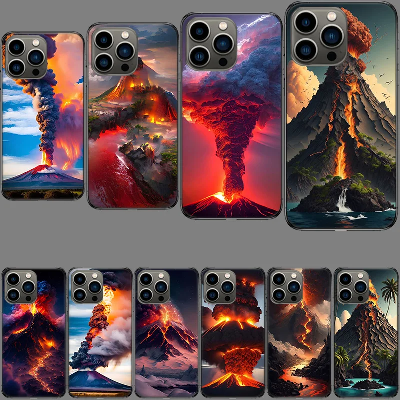 Volcanic Eruption Phone Case For Apple Iphone 15+ 14 Plus 16 Pro Max 12 13 Mini 11 Pro X XS Max XR Cover Shell Coque