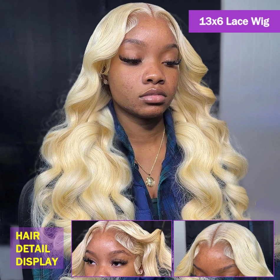 Hairinside 30 40 Inch HD 613 Body Wave 13x6 Lace Front Human Hair Color 250 Density Honey Blonde Lace Frontal Wigs For Women