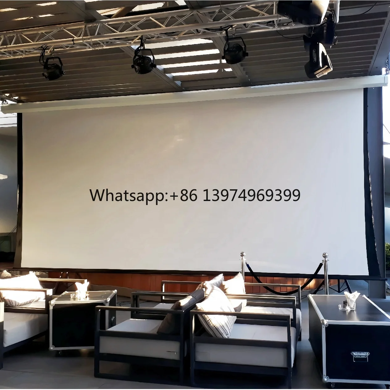 200 Inch 16:9 High Quality Large Electric Projection Screen with Tubular Motor for Outdoor Movie