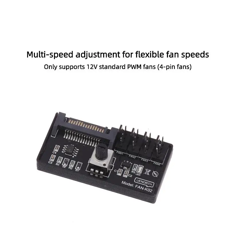 Contrôleur de vitesse de ventilateur PWM SATA DC 4 broches, régulateur de hub de ventilateur pour système de refroidissement de serveur NAS