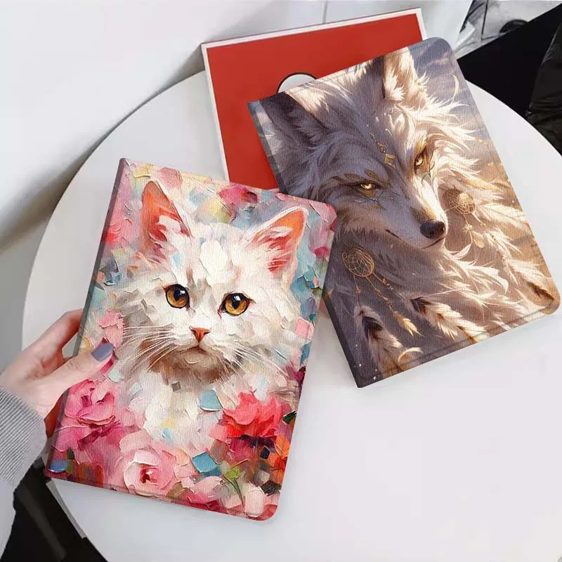 

Чехол для планшета с цветным граффити-дизайном (Кот, Лиса) для Xiaomi Mi Pad Mini 4 5 6 7 SE Pro Plus Redmi Pad 2 SE 2025 8.8 11, складной, подарок