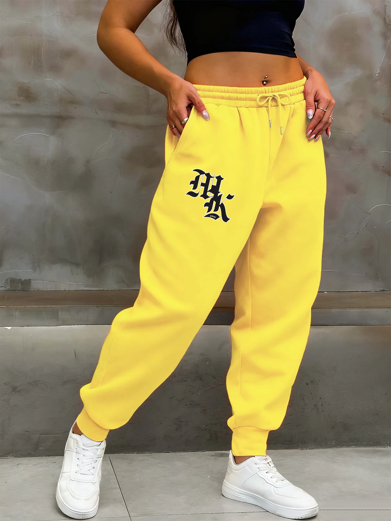رسالة Mk الشباب المطبوعة السراويل النسائية الخريف أزياء Sweatpants جيب الهيب هوب الصوف Sportpants عارضة متعدد الألوان السراويل