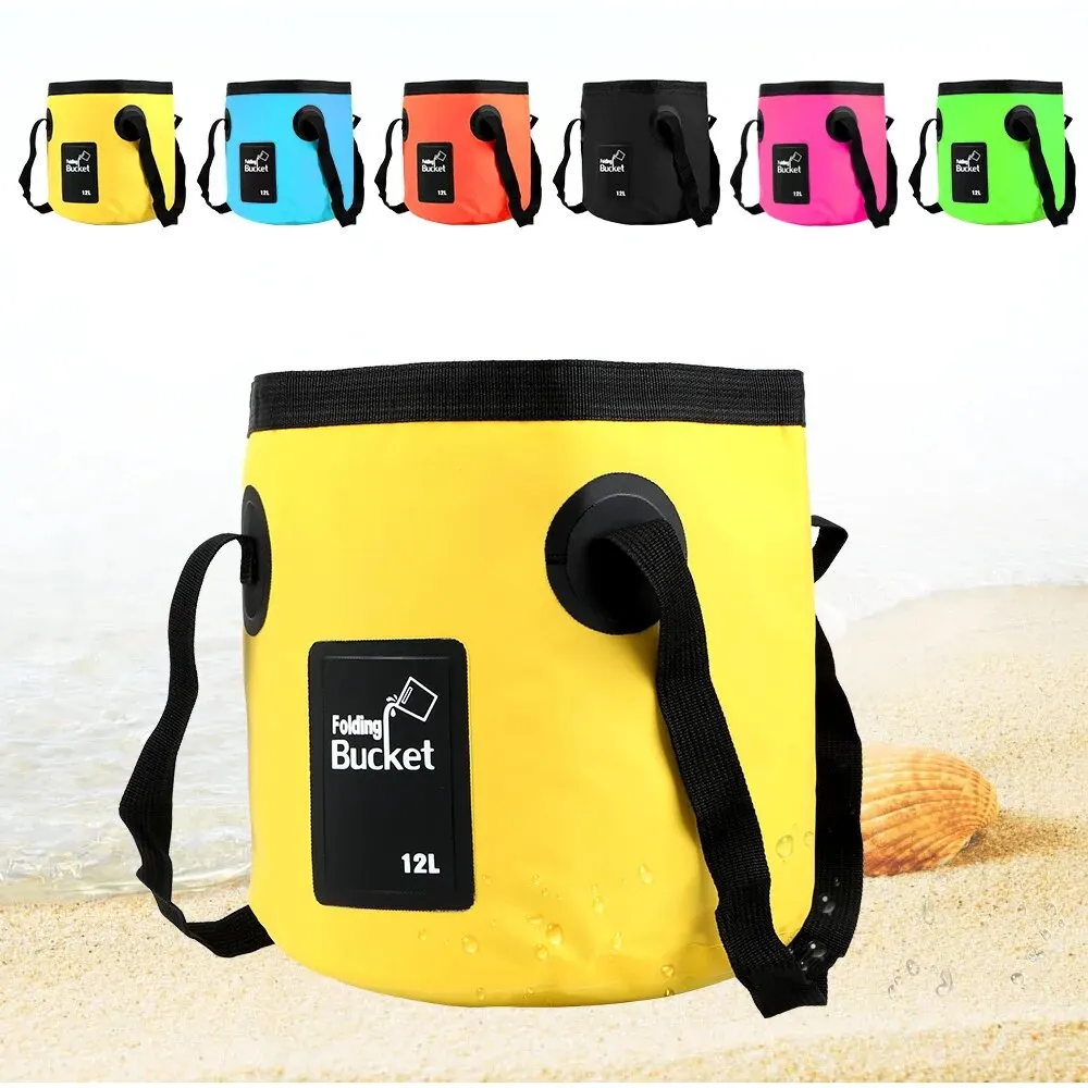 Cubo plegable de 12L, cubo de agua plegable portátil para viajes al aire libre, cuenco, fregadero, bolsa de lavado, Cubo de lavado de coches multifunción para acampar