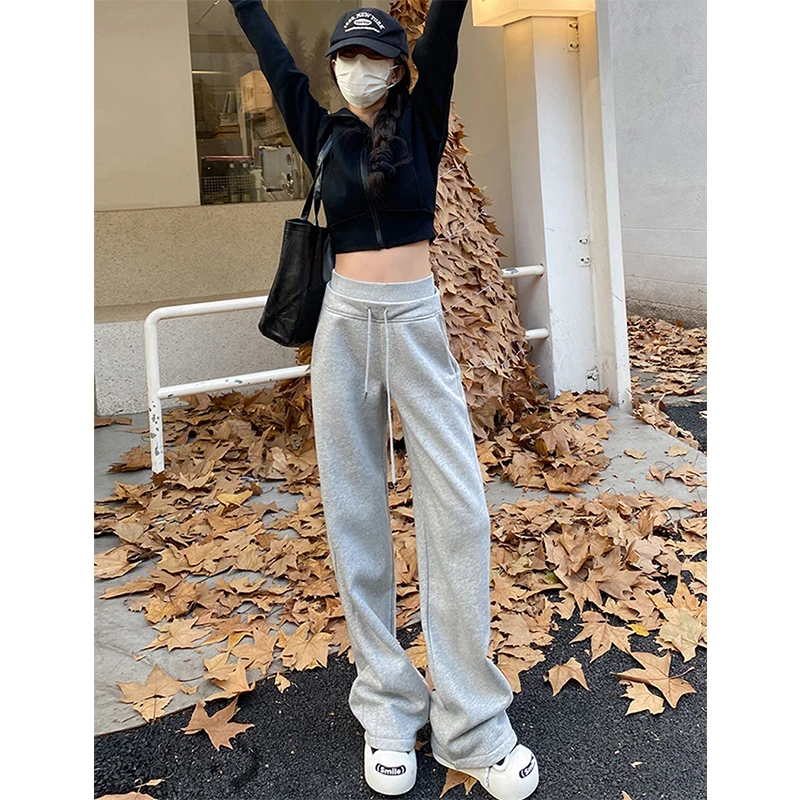 MEXZT Sweatpants Women Streetwear Patchwork Black Joggers Korean High Waist Wide Leg Pants Fashion Baggy Straight Trousers New