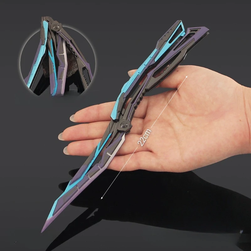 22 センチメートル燃えるような蝶の刃ゲーム周辺機器金属モデル蝶ナイフ武器デスクトップ装飾装飾品誕生日ギフトおもちゃ