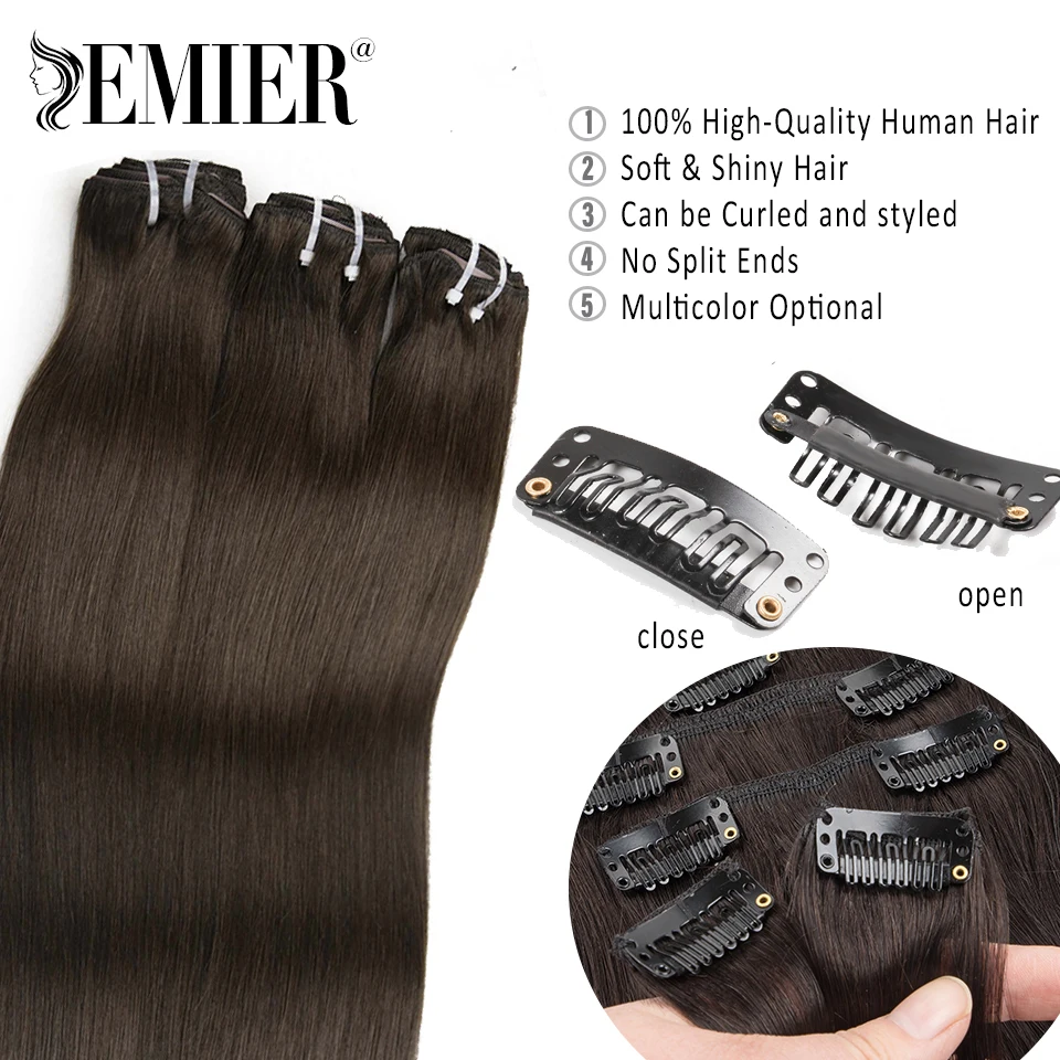 Straight Clip In Hair Extensions Human Hair 70g 100g 120g  Blonde Highlights 7PCS Lot 12"-26" Real Human Hair Double Weft