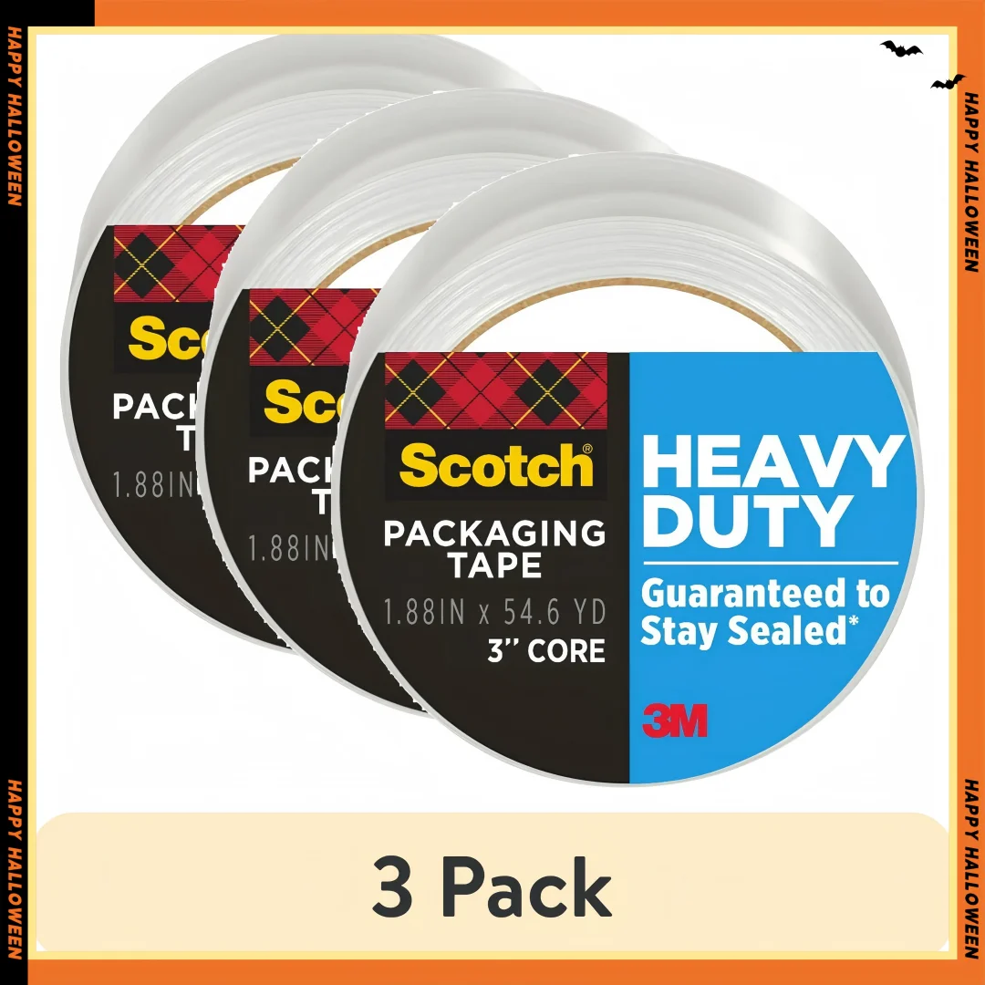 شريط شحن عالي التحمل للعبوات - ختم قوي، 1.88 بوصة × 54.6 ياردة، عبوة 3 لفات كبيرة