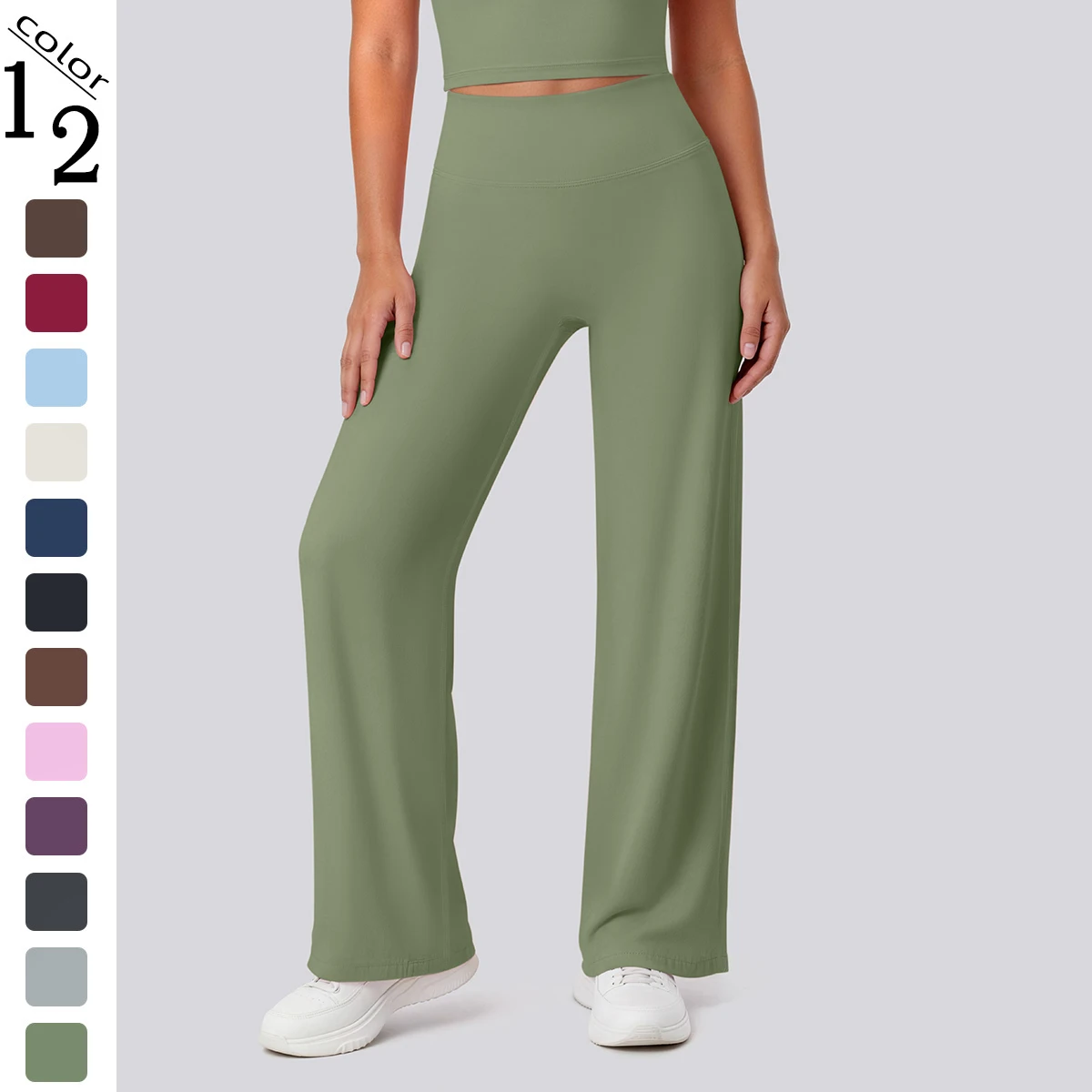Hot Sale Summer Thin Wide Leg Pants for Woman Bell-bottoms Quick Drying  Loose Yoga Pants Fitness Sports Solid Color Trousers