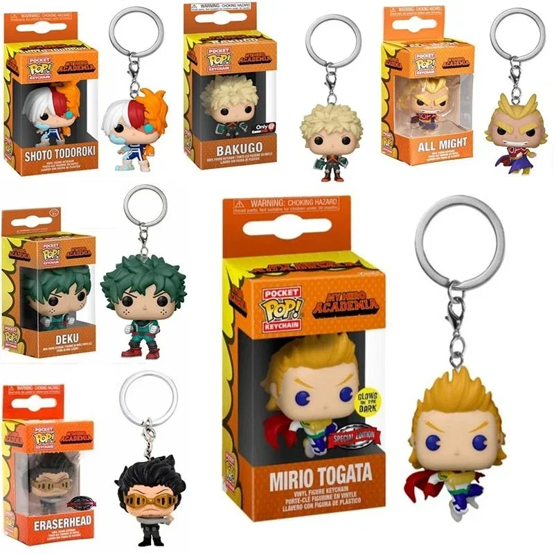 Llavero FUNKO POP de My Hero Academia con Eraserhead, Deku, Bakugo, All Might y Mirio, con Caja Original