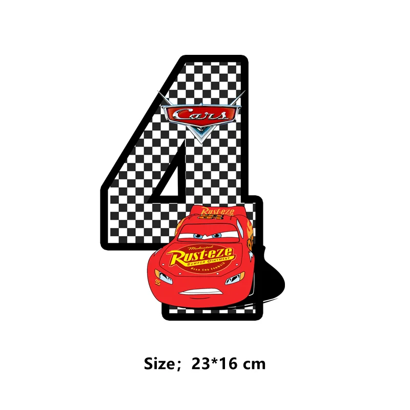 Cars Pixar Lightning McQueen Patches for Clothing Birthday Lucky Numbers 0-9 Heat Transfer Patch DIY Sticker Party Supplies Gift