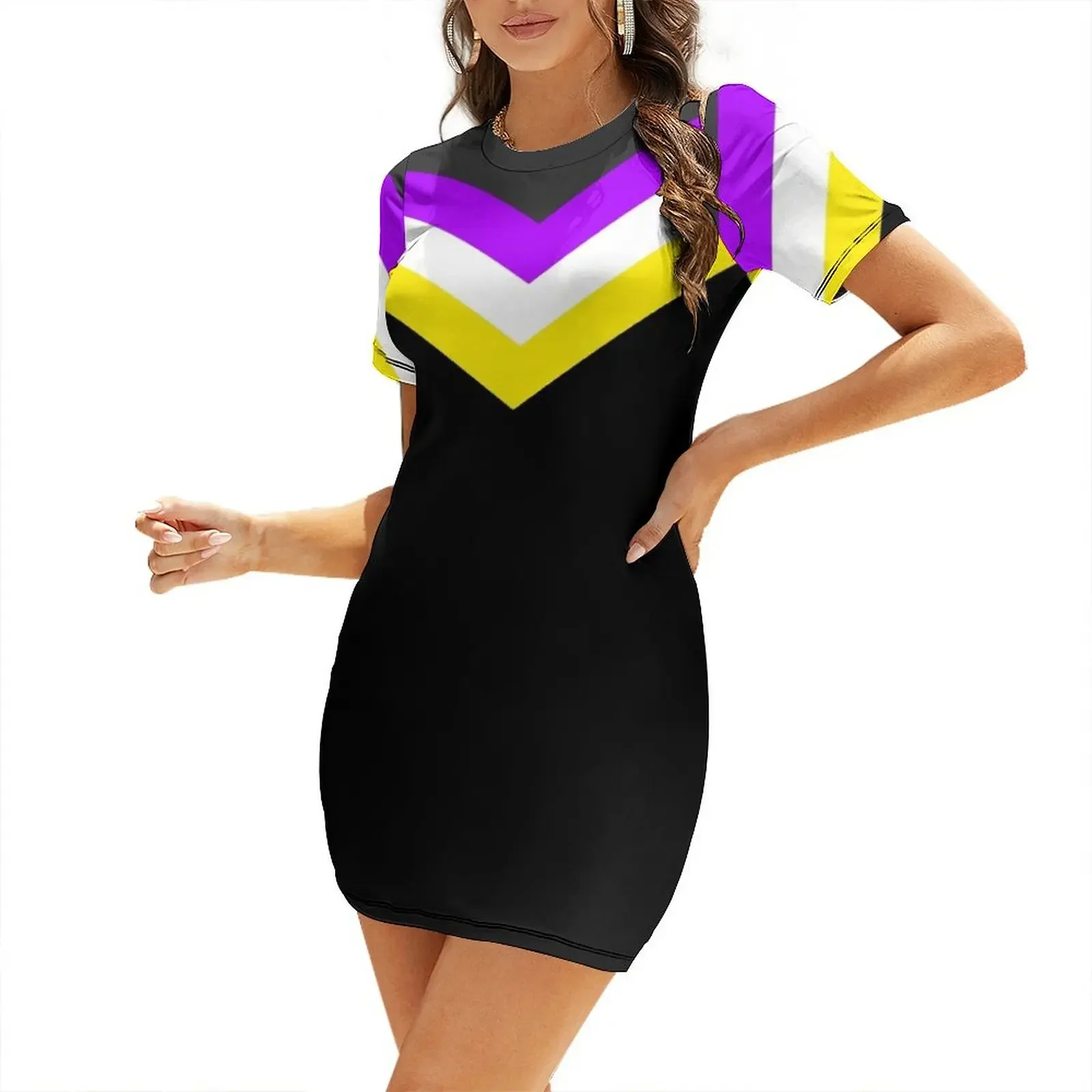 

Nonbinary Short-Sleeved Dress women's elegant loose dresses women's evening dresses